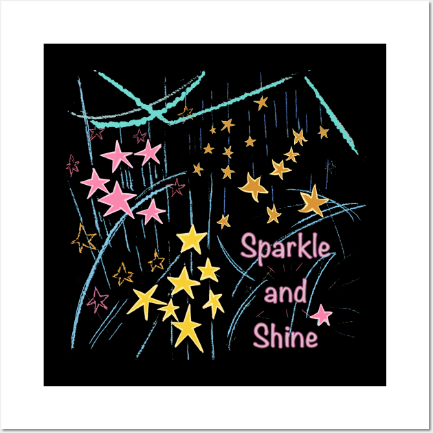 Stars Sparkle and Shine t-shirt Wall Art by Peaceful Pigments